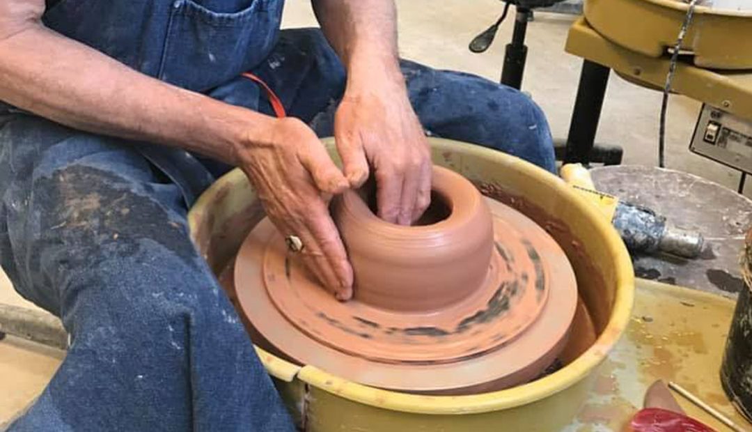 Mike at the potter's wheel
